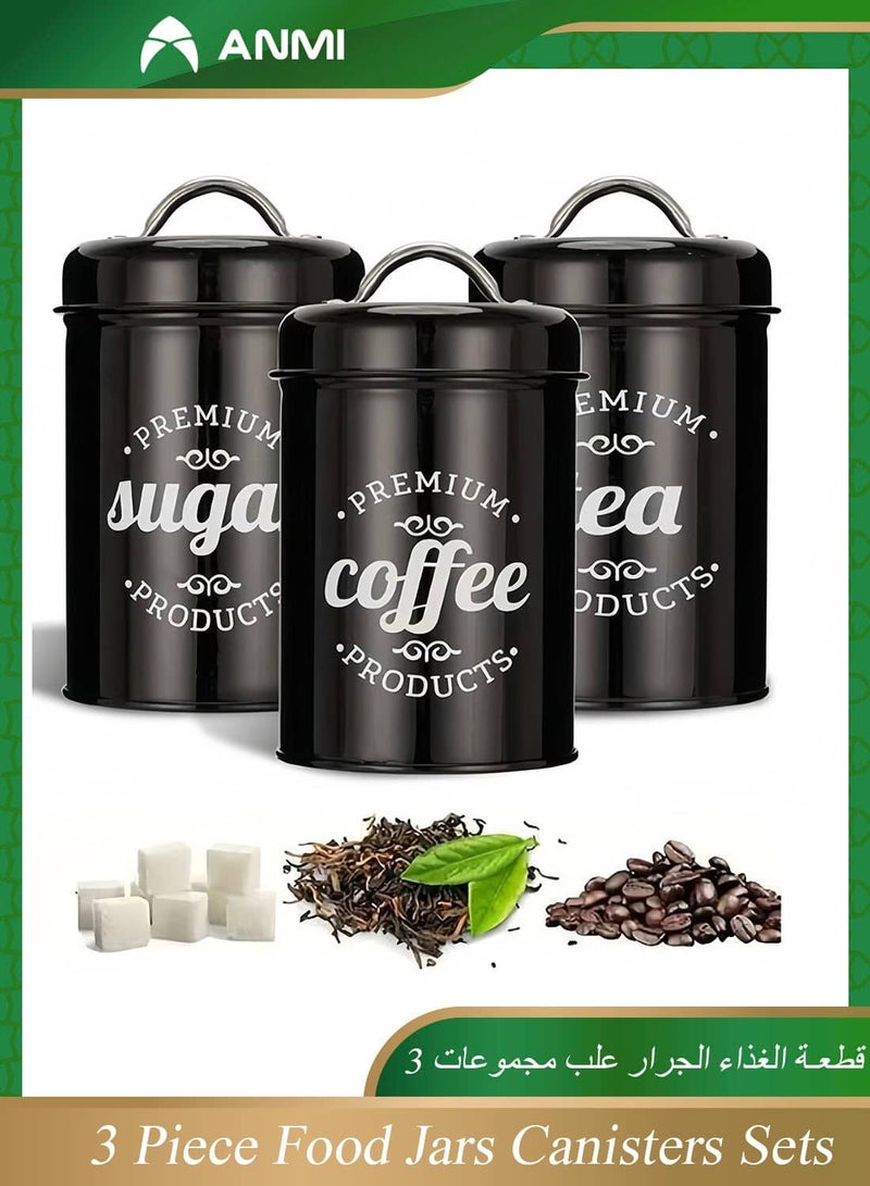 Anmi 3 Piece Food Jars Canisters Sets, Airtight Coffee Container, Tea Organizer, And Sugar Canister, Rustic Farmhouse Decor for Kitchen Countertop - Image 1